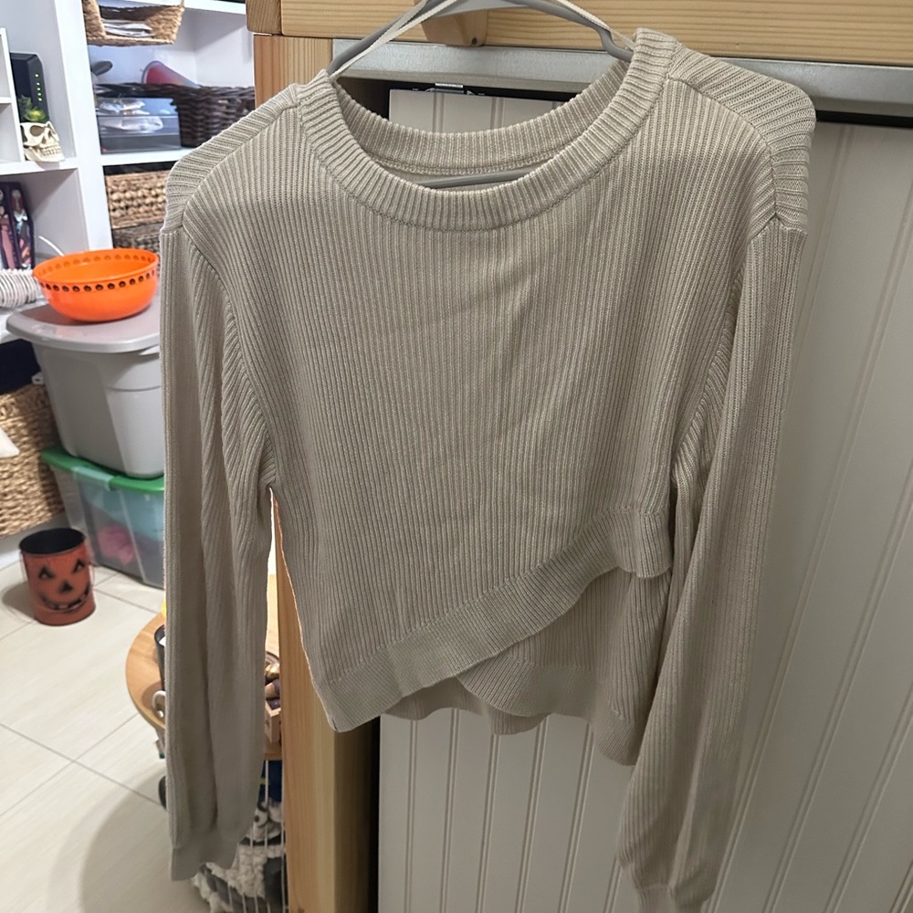 White opal reversible crossover sweater